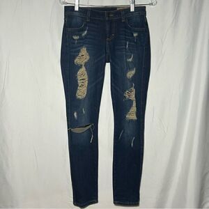 Siwy Hannah Low Rise Distressed Denim Jeans Curious Dark Blue Womens 24